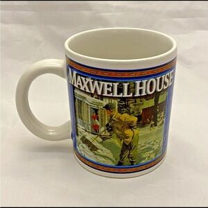 Maxwell House Collectible Coffee Tea Mug, Vintage Winter Scene, EUC